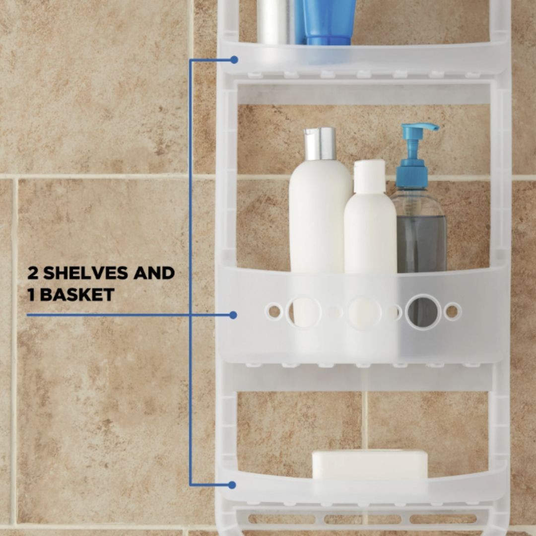 Mainstays Large Over the Shower Caddy with Shelves and Deep Basket, Heavy Duty
