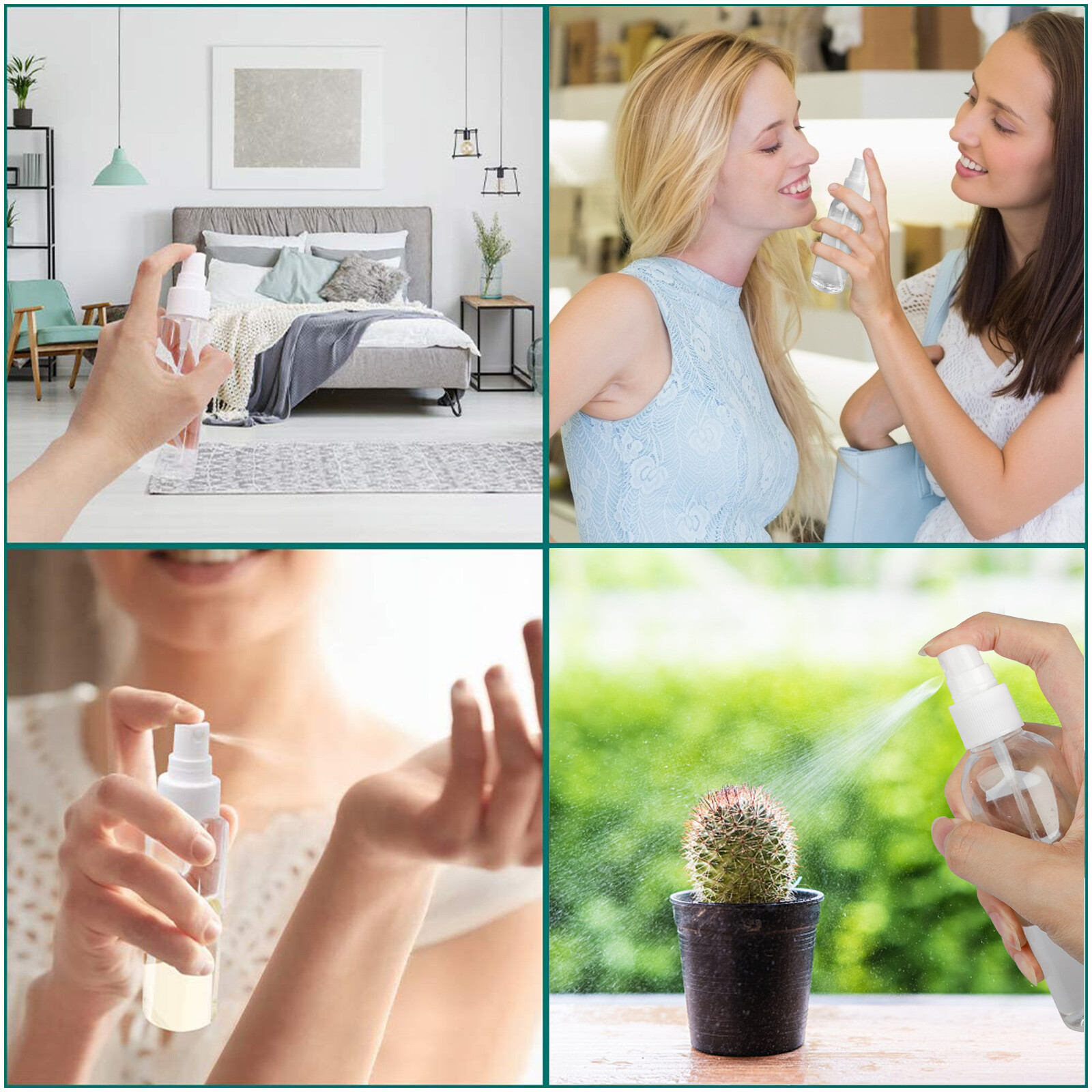 1~5PCS 30ml/60ml Travel Spray Bottle Plastic Transparent Perfume Empty Atomizer