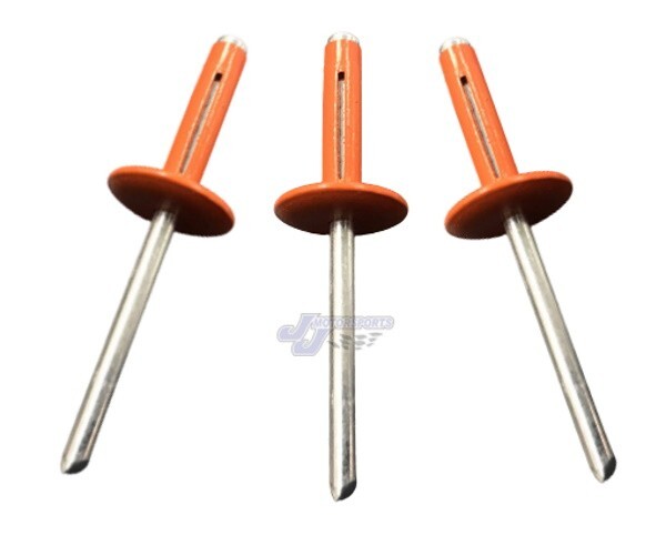 Large Head Orange Exploding Rivets Pop Rivet 250 ct. Tri-Fold Racing Fasteners