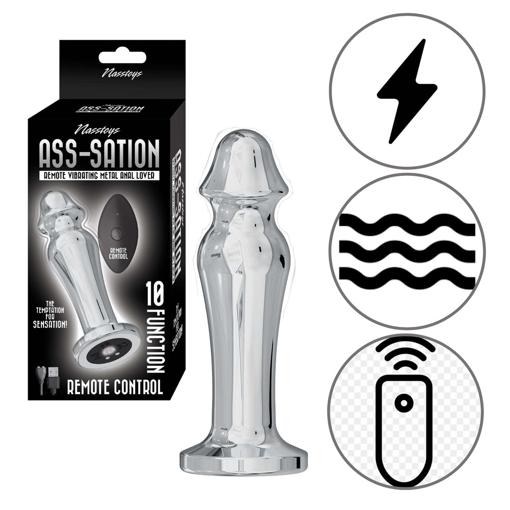 Vibrating Rechargeable Metal Butt Plug Remote Control Anal Probe Waterproof