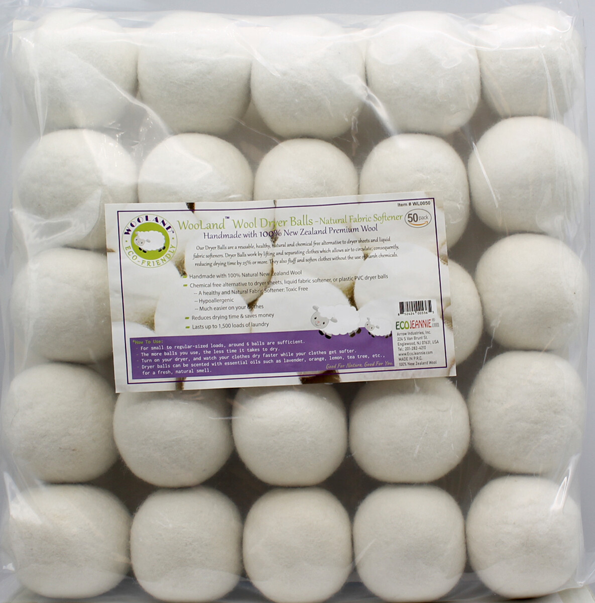 EcoJeannie Wooland Wholesale Bulk Laundry XL Premium 100% Wool Dryer Balls,