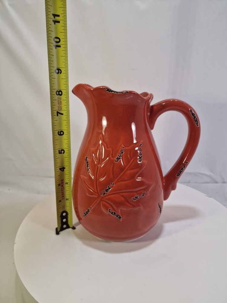Rare Orange Unique Pitcher leaf design rustic looking, C3