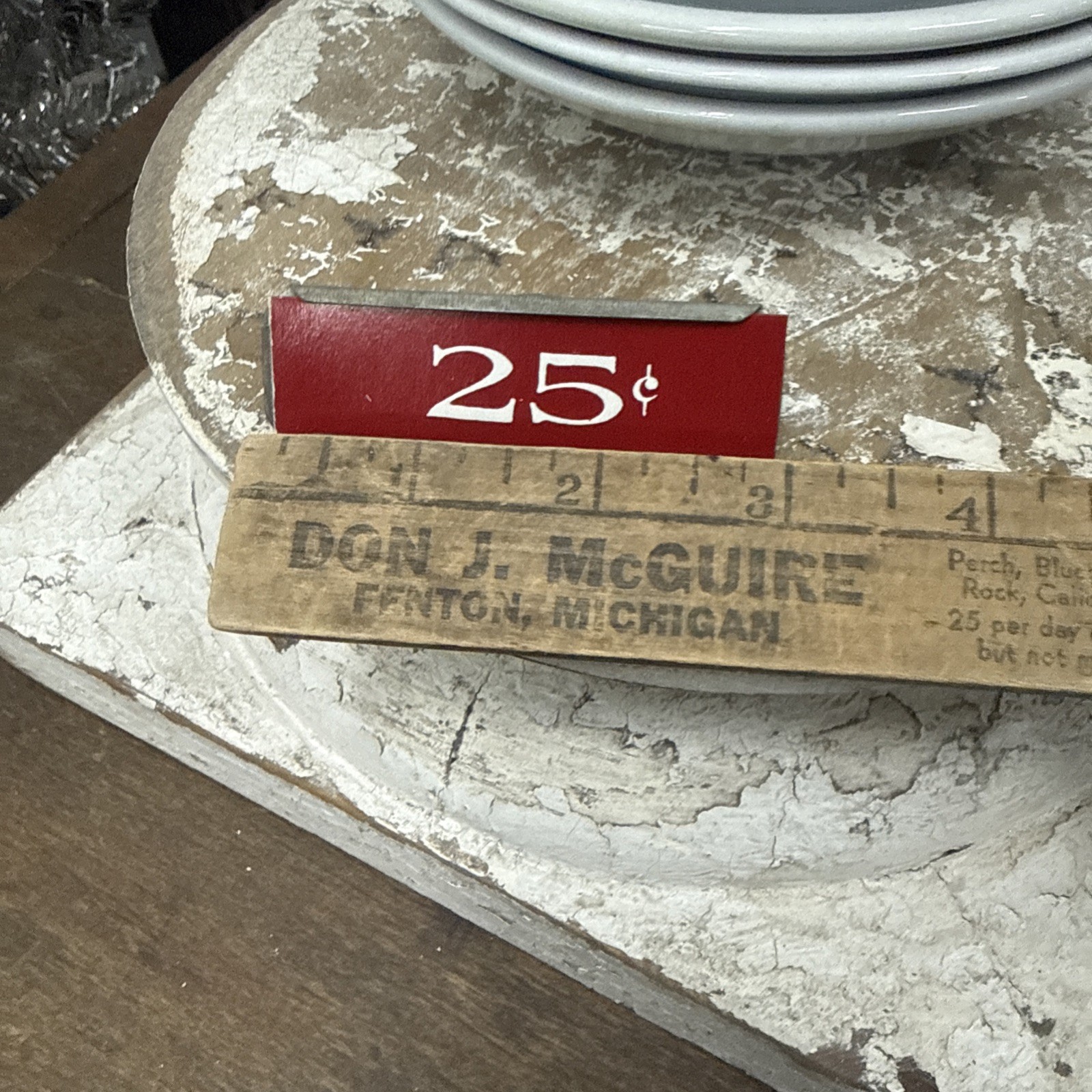 Vintage Metal Price Tag Holder: General Store Display Red #25