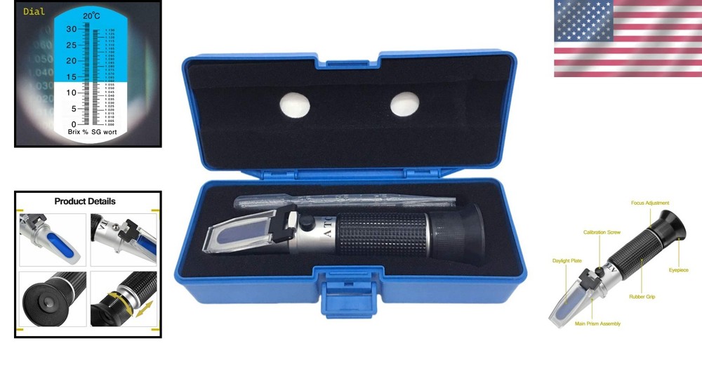 Dual Scale Brix & Specific Gravity Hydrometer for Homebrew & Wine, 7" x 1.5"