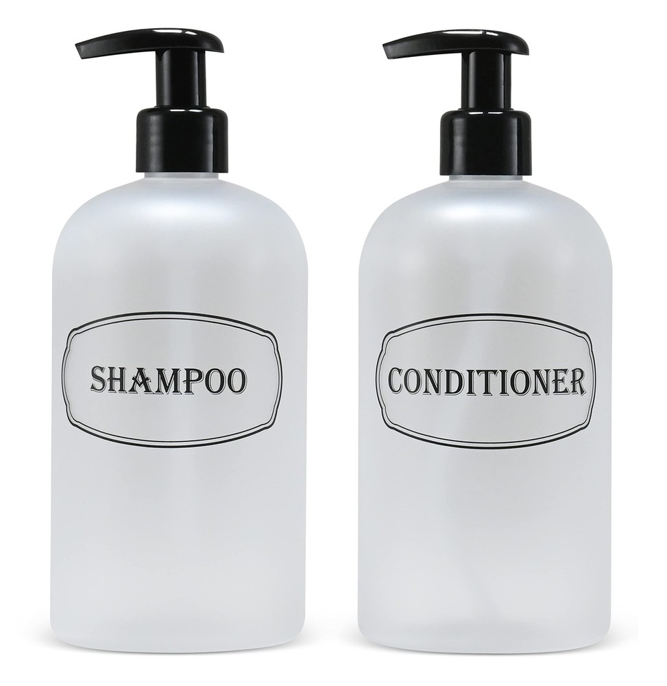 Bottiful Home-16 oz Shampoo and Conditioner Refillable Empty Plastic Pump Bot...