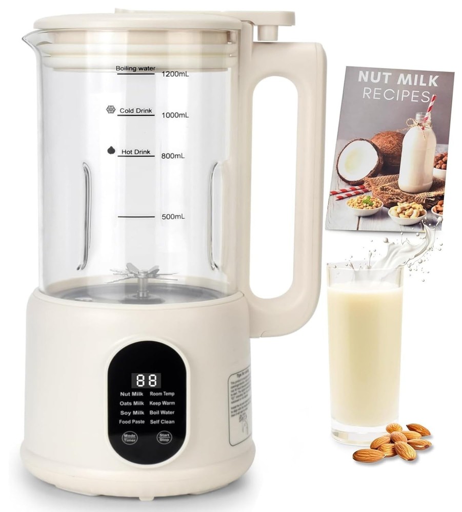 40 Oz Nut Milk Maker - 8-in-1 Automatic Plant-Based Milk Machine, Timer, Auto-Cl