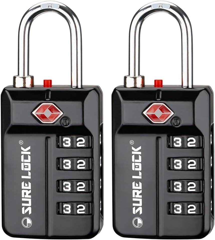 TSA Approved 4-Digit Combination Luggage Locks - Open Alert, 2 Pack For Security
