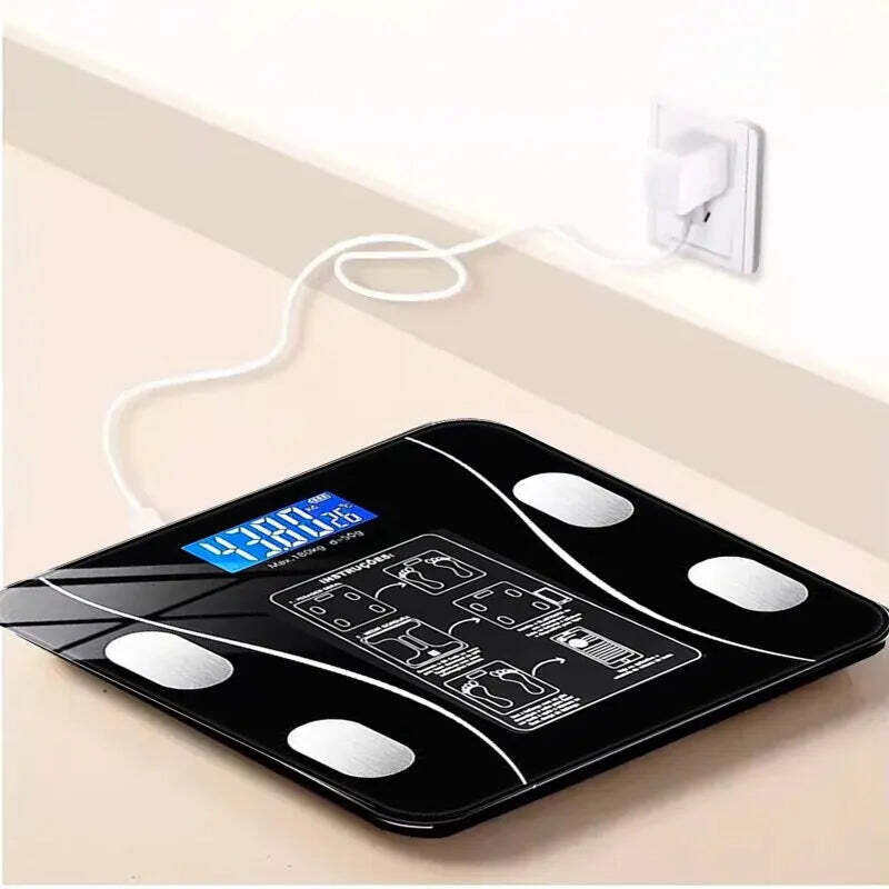 Body Fat Digital Bathroom Smart Scale with Bluetooth Technology Black