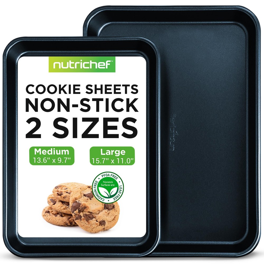 NutriChef 2-Piece Baking Sheet Non Stick - Premium Set, Blue Diamond