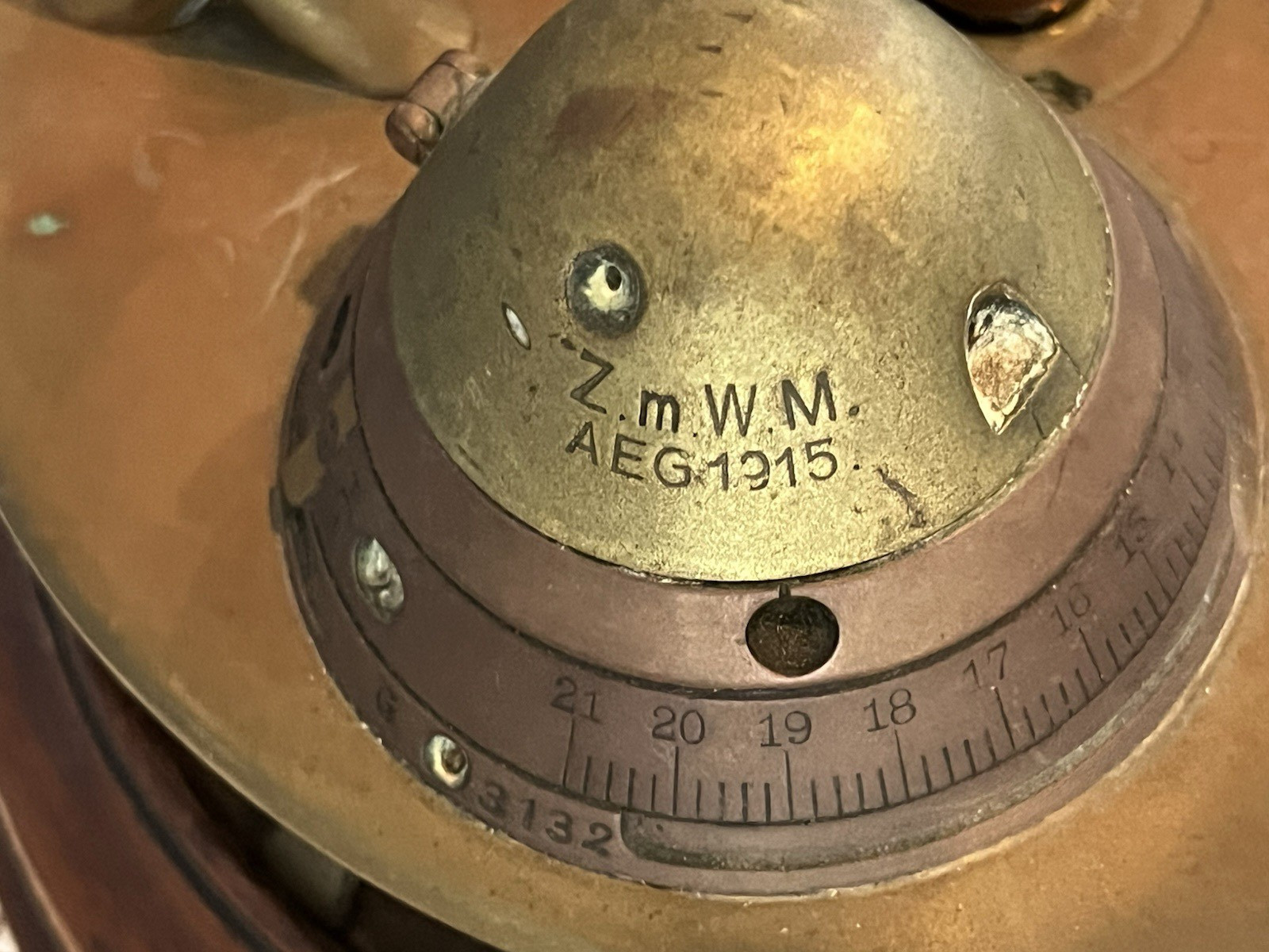 Antique WWI German Trench Art Desk Set Artillery Shell Fuse Ink Wells/Pen Holder