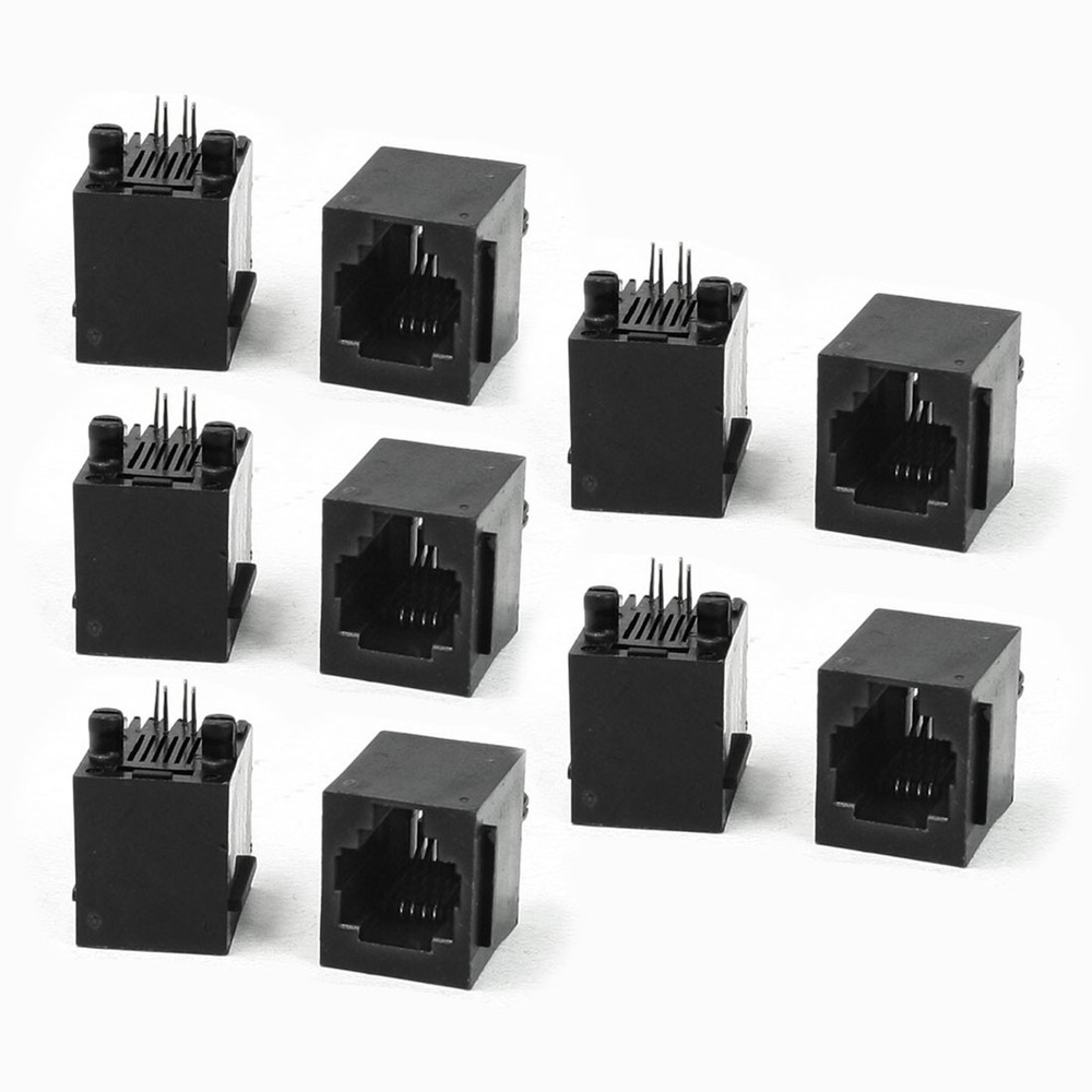 10 Pieces RJ11 Modular Network PCB Jack Vertical Ports Socket
