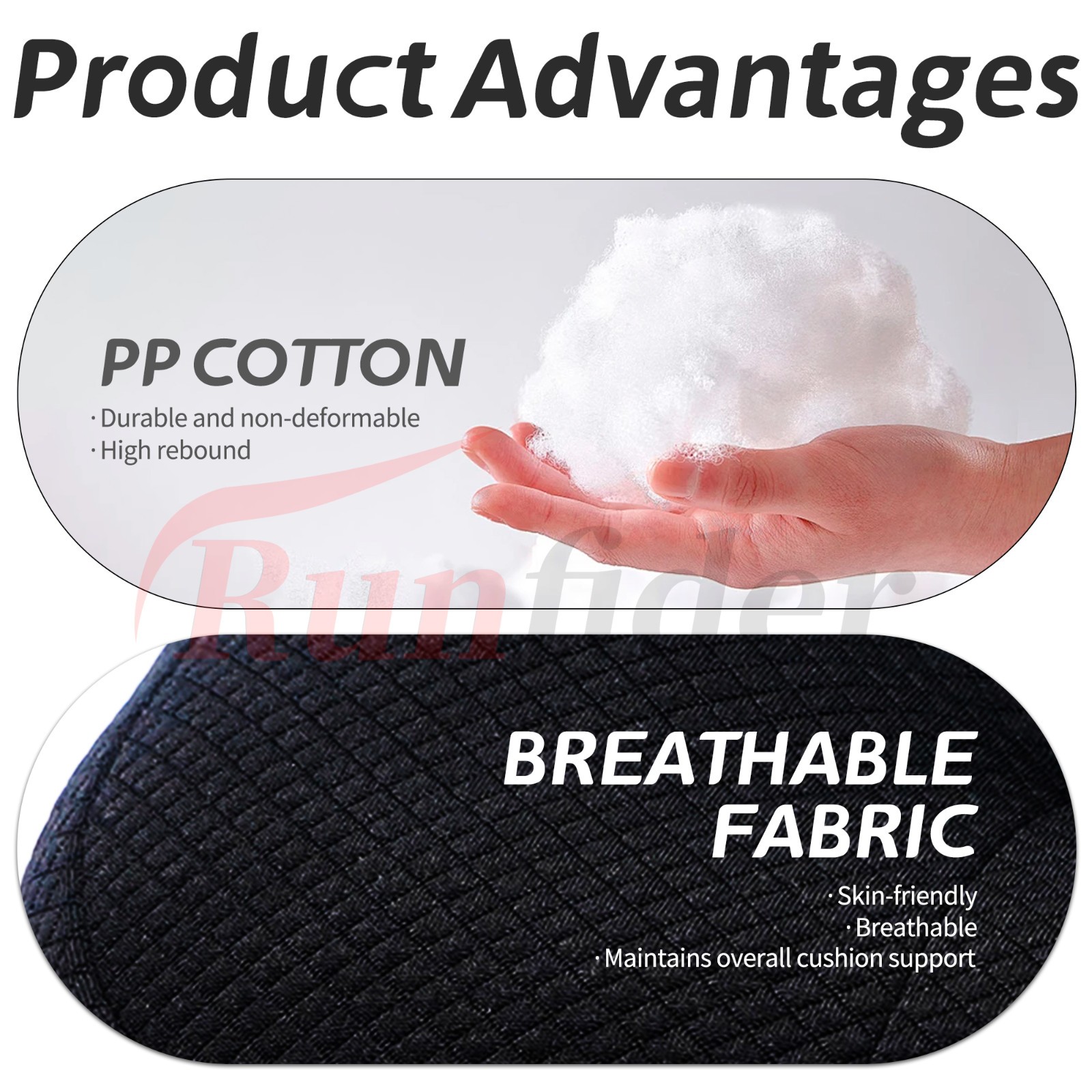 Black Ergonomic Seat Cushion 15.7x15.7x4.7in – Breathable Mesh for Car/Office