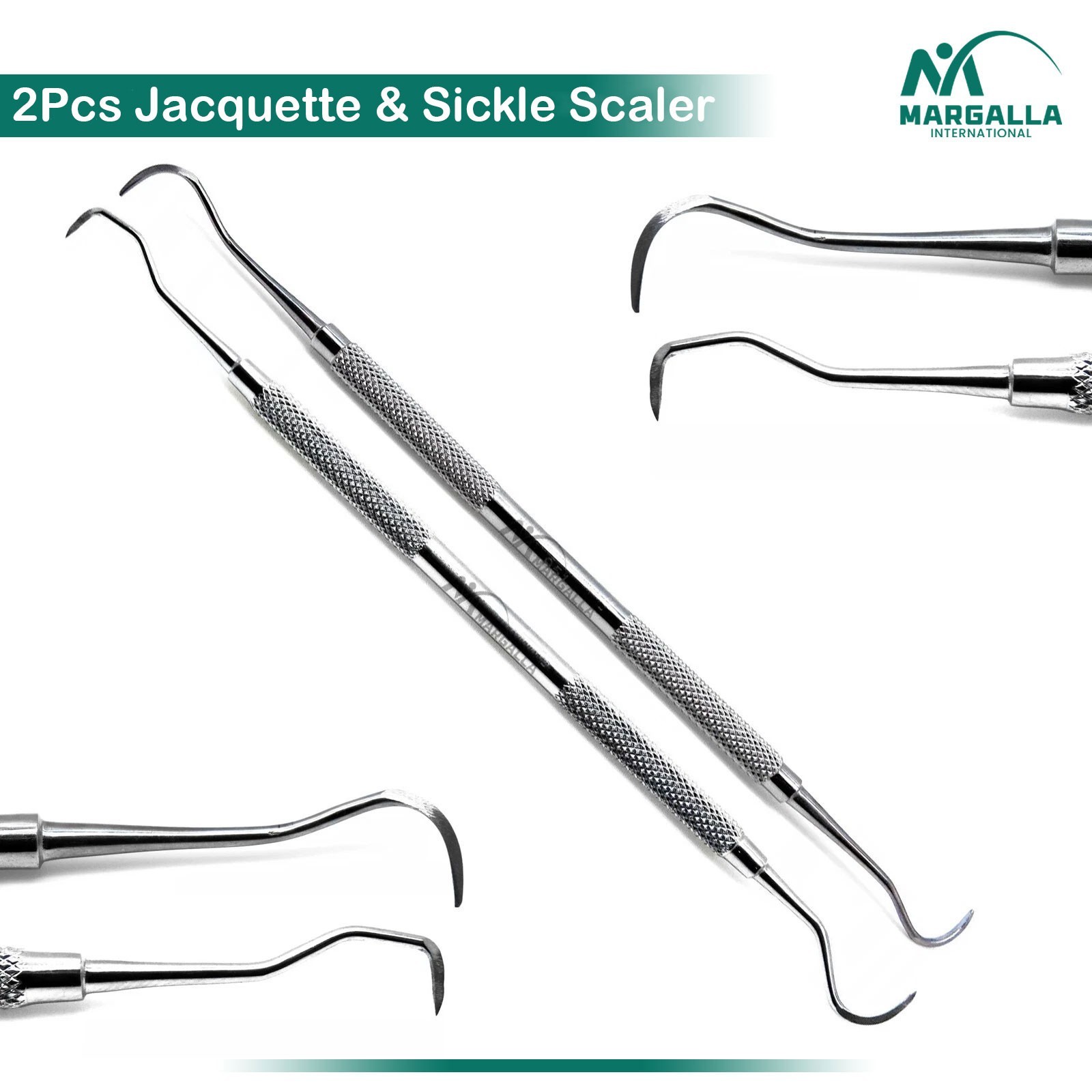 2Pcs Jacquette & Sickle Scaler Anterior Posterior Dental Periodontal Instrument