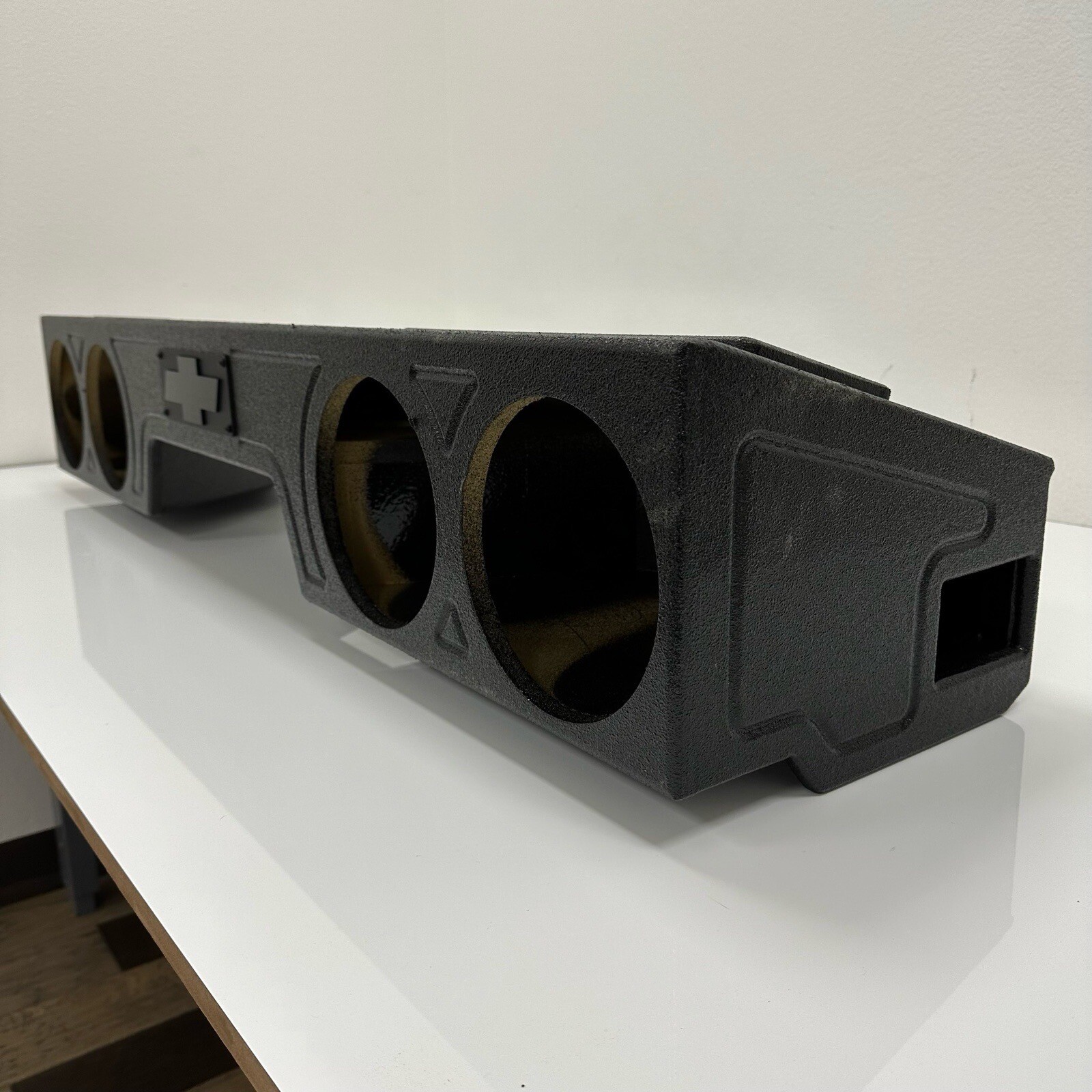 Sub Woofer Box Chevy Silverado 07-18 Ext Cab 4x8 Woofers Front Fire Side Ported