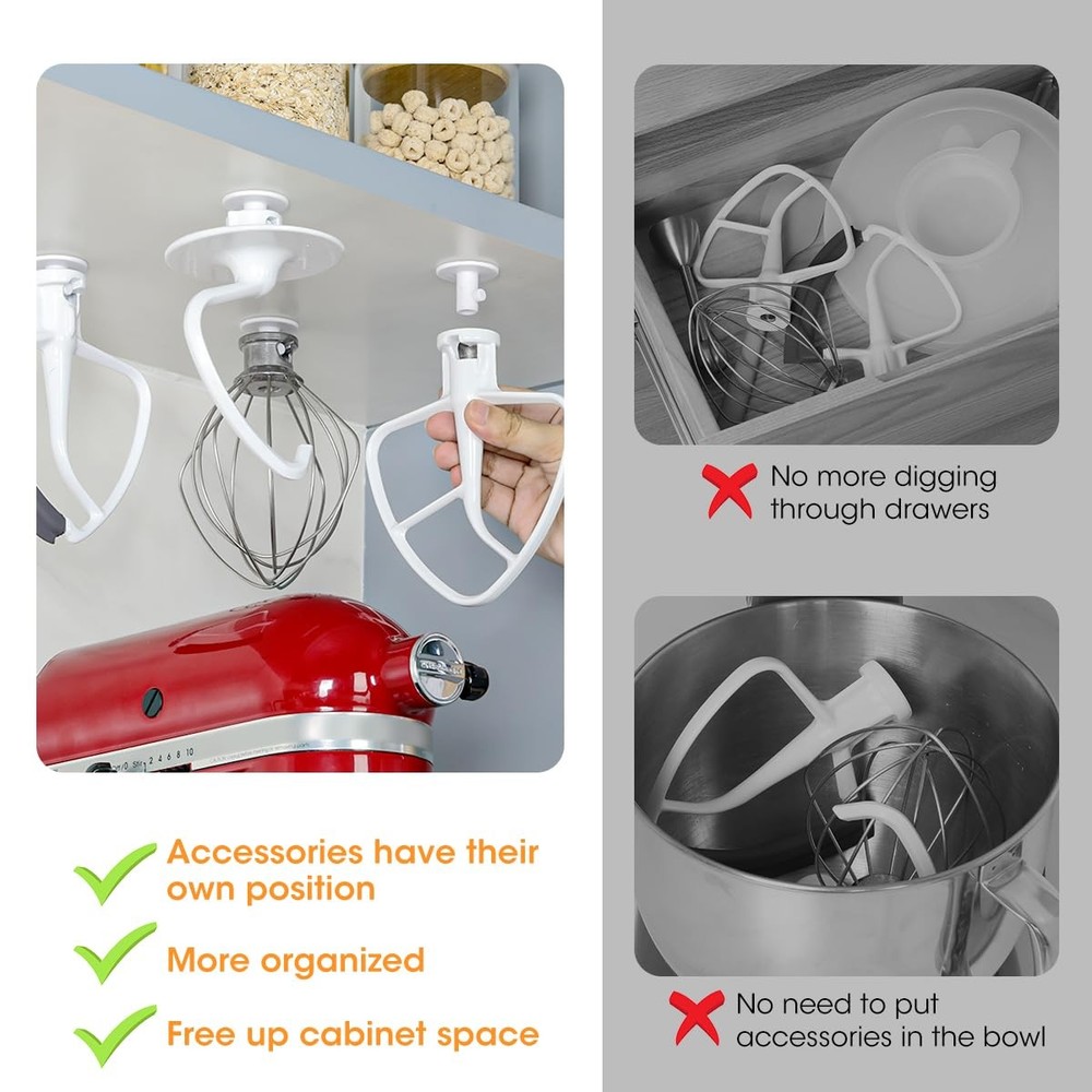 AIEVE 4 Pack Stand Mixer Attachment Holders Compatible with Kitchenaid White