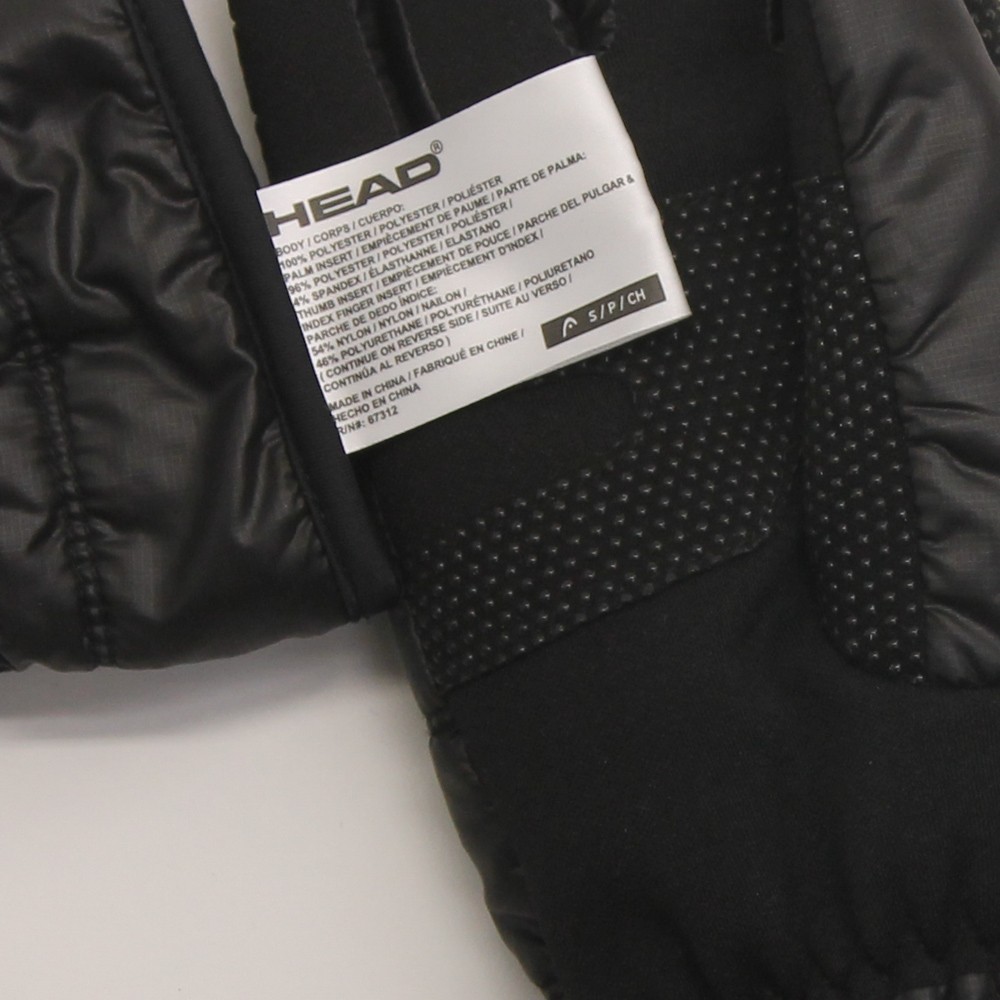Head Water Windproof Black Puff Winter Gloves Size S