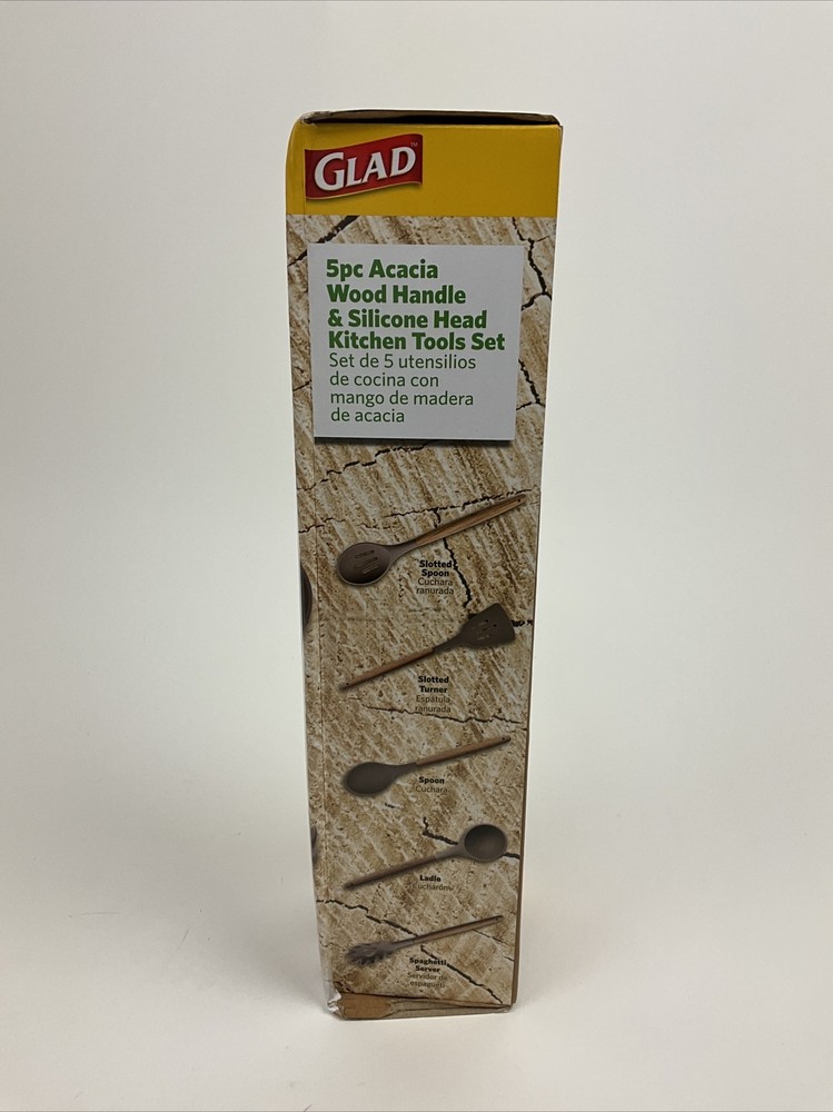 Glad Acacia Wood Handle Silicone Head Kitchen Tools Set