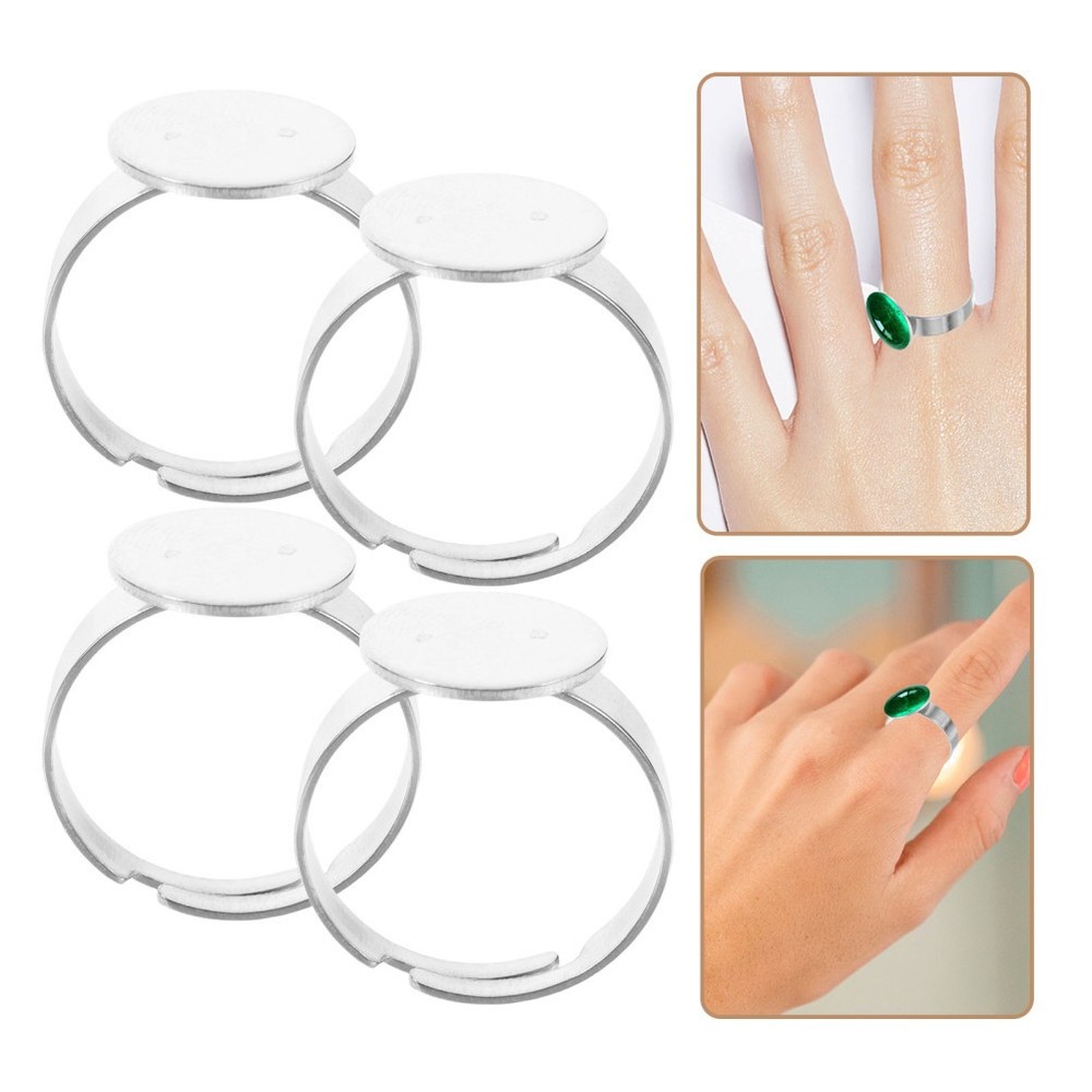 30Pcs Finger Ring Base Adjustable Ring Blanks 12mm Round Bezel Tray For Crafting