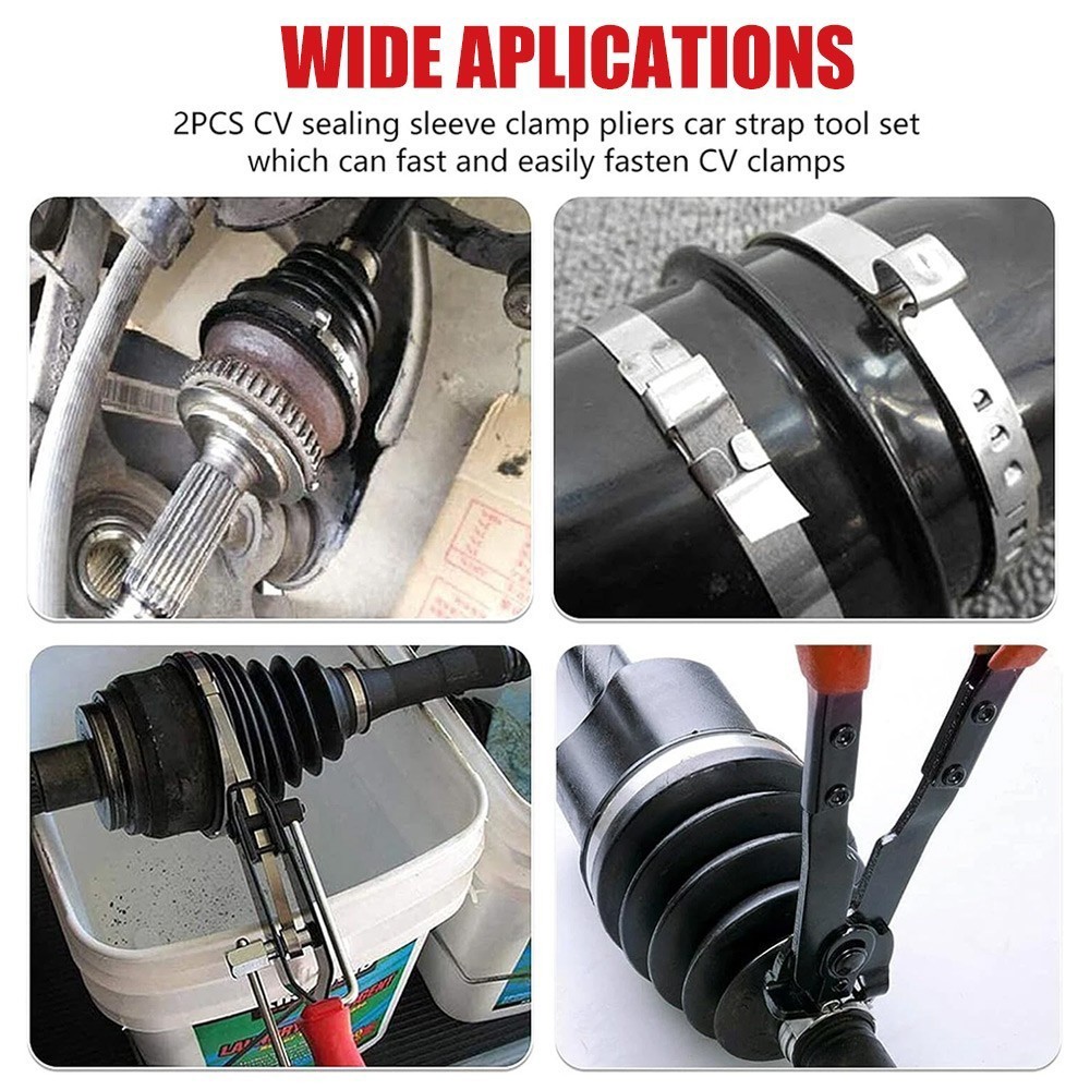 CV Joint Axle Boot Clamp Pliers Tool With 12 Crimp Bands Replace For Auto / ATV