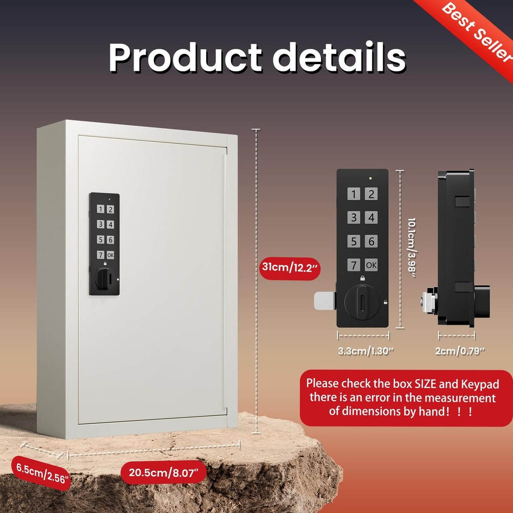 40 Keys Electronic Key Lock Box for Keys with Code Private/Public/Password Hi...