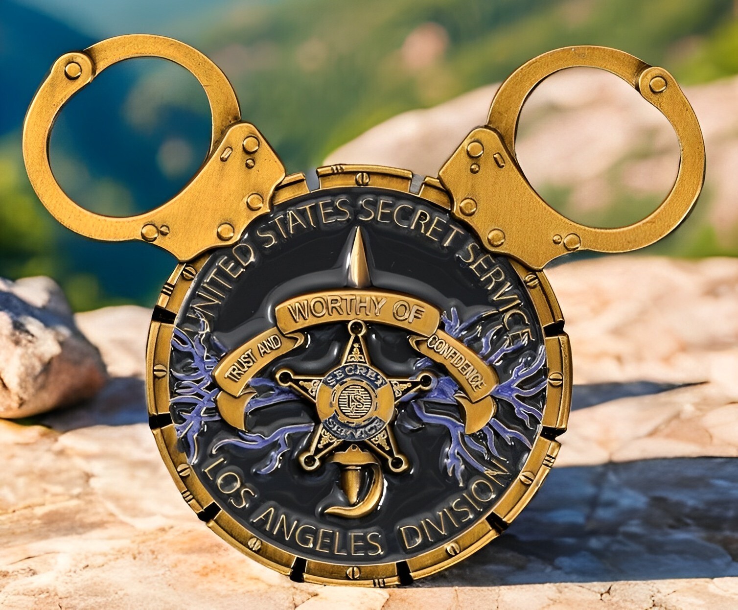 🔥U.S. Secret Service Disneyland Anaheim Office Gold Black Mickey Challenge Coin