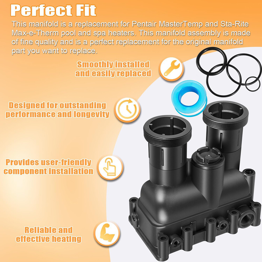 77707-0206 Pool Heater Manifold Body for Pentair MasterTemp,Sta-Rite Max-e-Therm