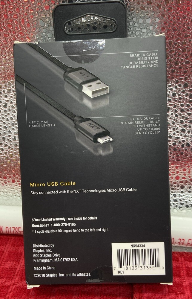 NXT Tech 4 Ft. USB-A to Micro-USB Charging Cable for Samsung/Android, Black54334