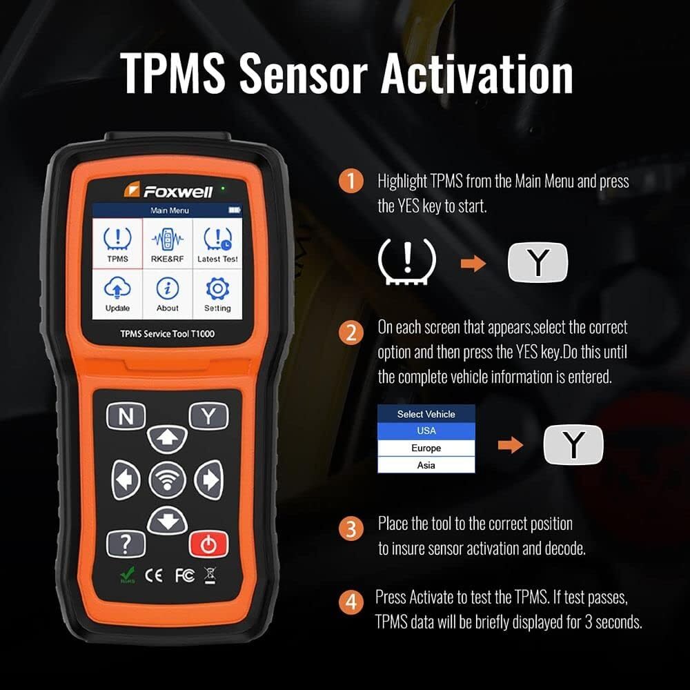Foxwell T1000 Car TPMS Reset Tire Pressure Sensor Activate PROGRAM Scan Tool