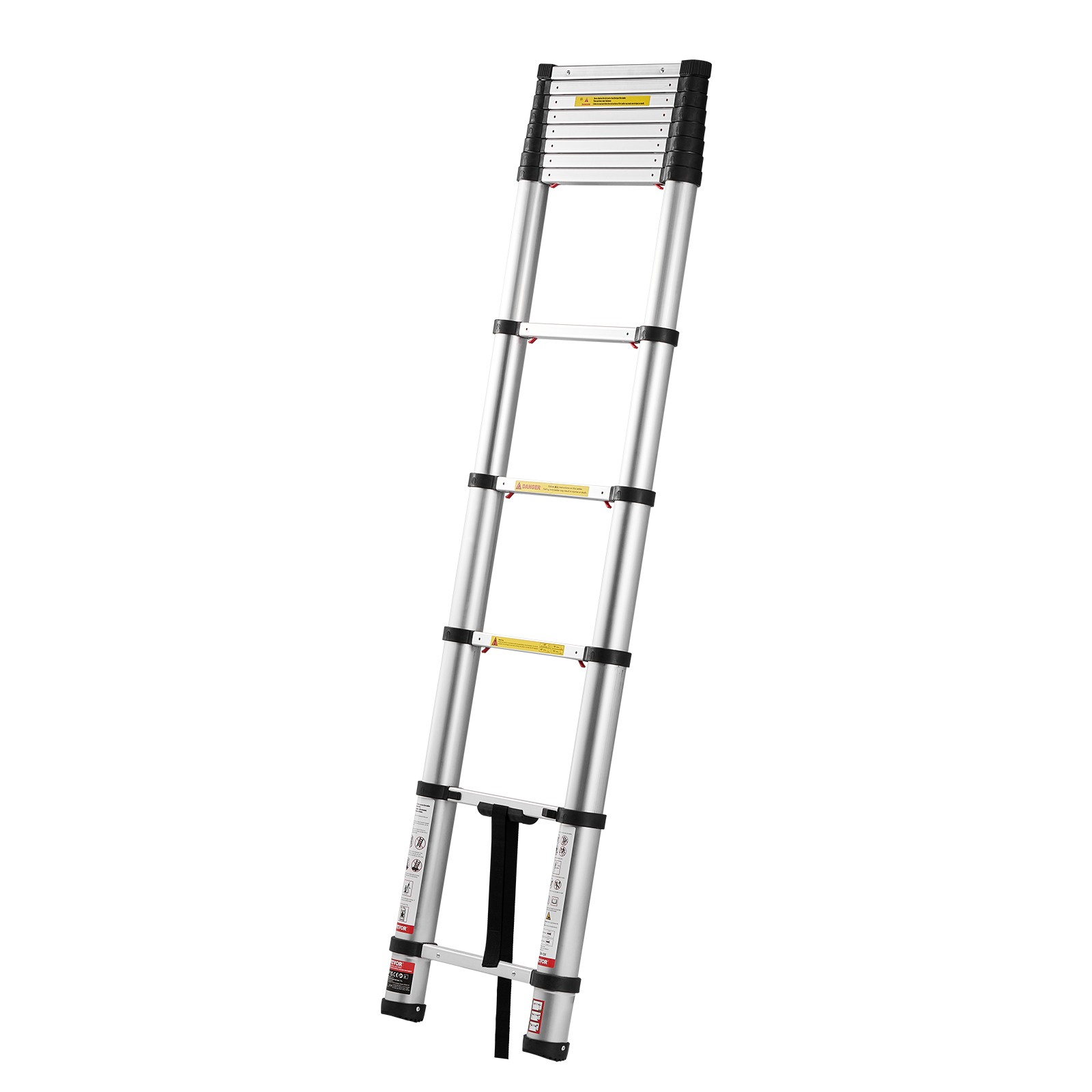 VEVOR 12.5ft Telescoping Ladder Aluminum One-Touch Retraction 330LBS Capacity