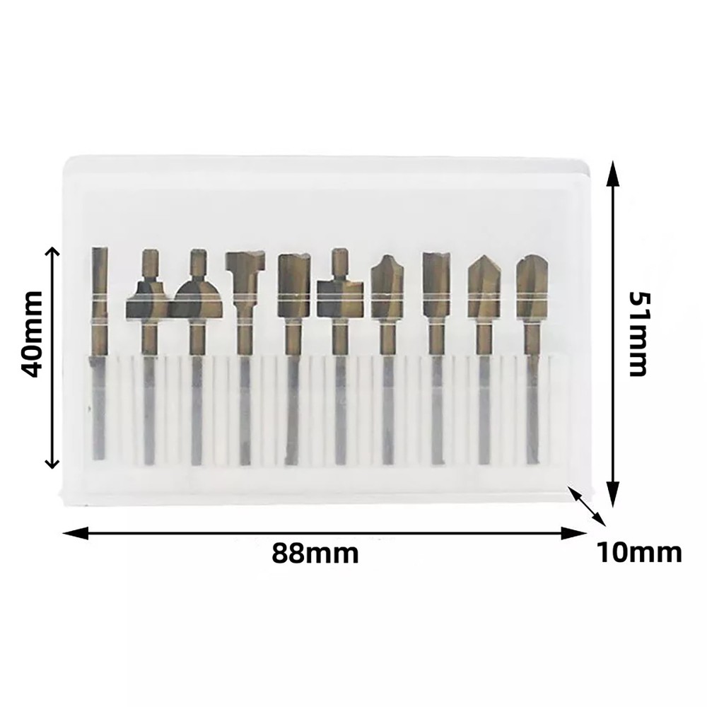 1/8" 3MM Professional Titanium Hss Router Bits Trimmer Shank For Rotary Tool