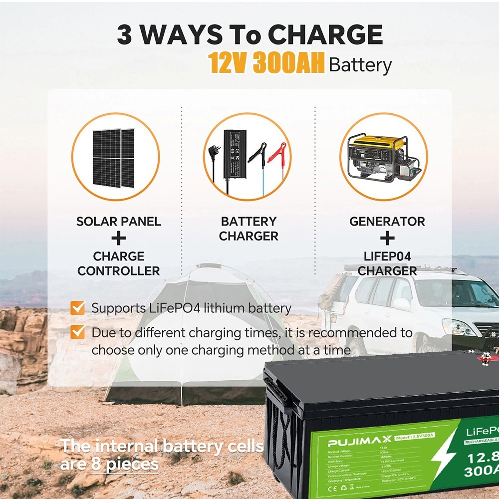 12V 300Ah LiFePO4 Lithium Iron Phosphate Battery 300Ah Built-in BMS for Solar RV
