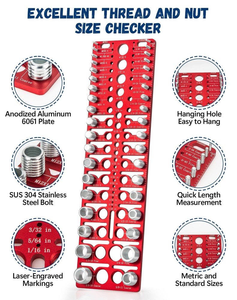 55 Nut and Bolt Thread Checker Thread Checker Standard and Metric