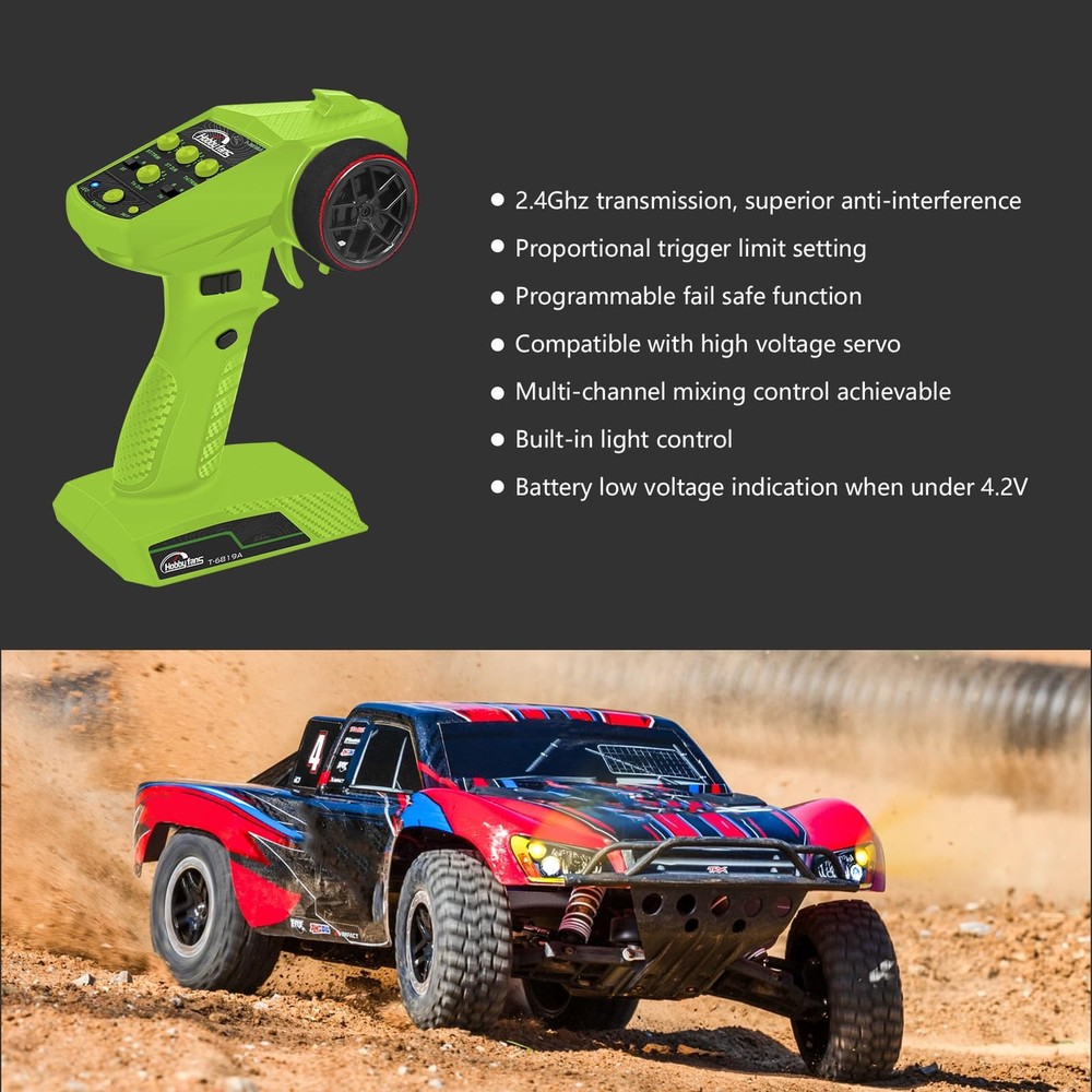 Hobby Fans RC Radio System 4CH 2.4G Transmitter with Green & Black