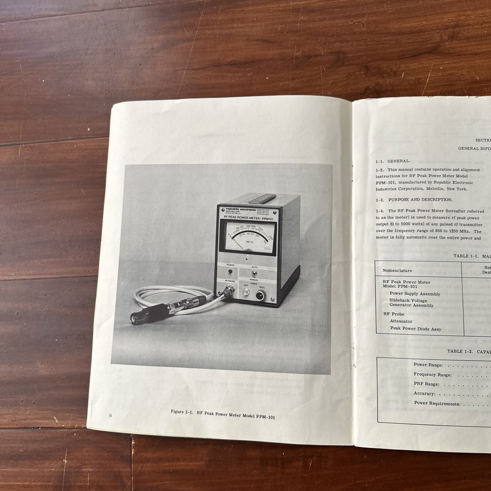 Republic Electronic PPM-101 RF Peak Power Meter Operating & Alignment Manual