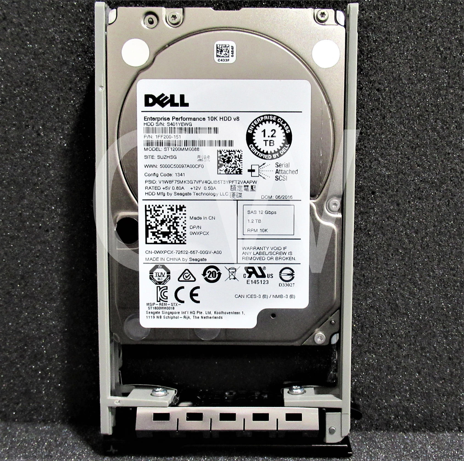 WXPCX 0WXPCX Dell POWEREDGE 1.2TB 10K 12Gbps 2.5" SAS SERVER HDD ST1200MM0088