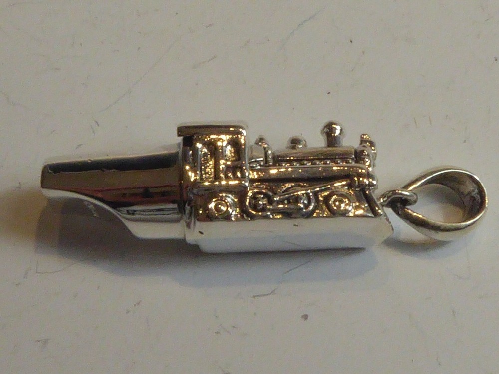 SOLID SILVER NOVELTY TRAIN WHISTLE