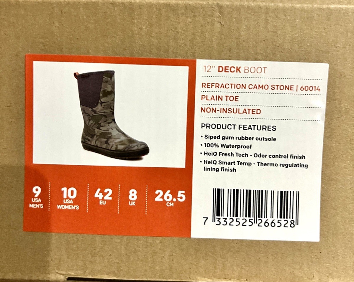 Grundens 12” Deck Boot 60014 REFRACTION CAMO - Size 9 - 100% Waterproof