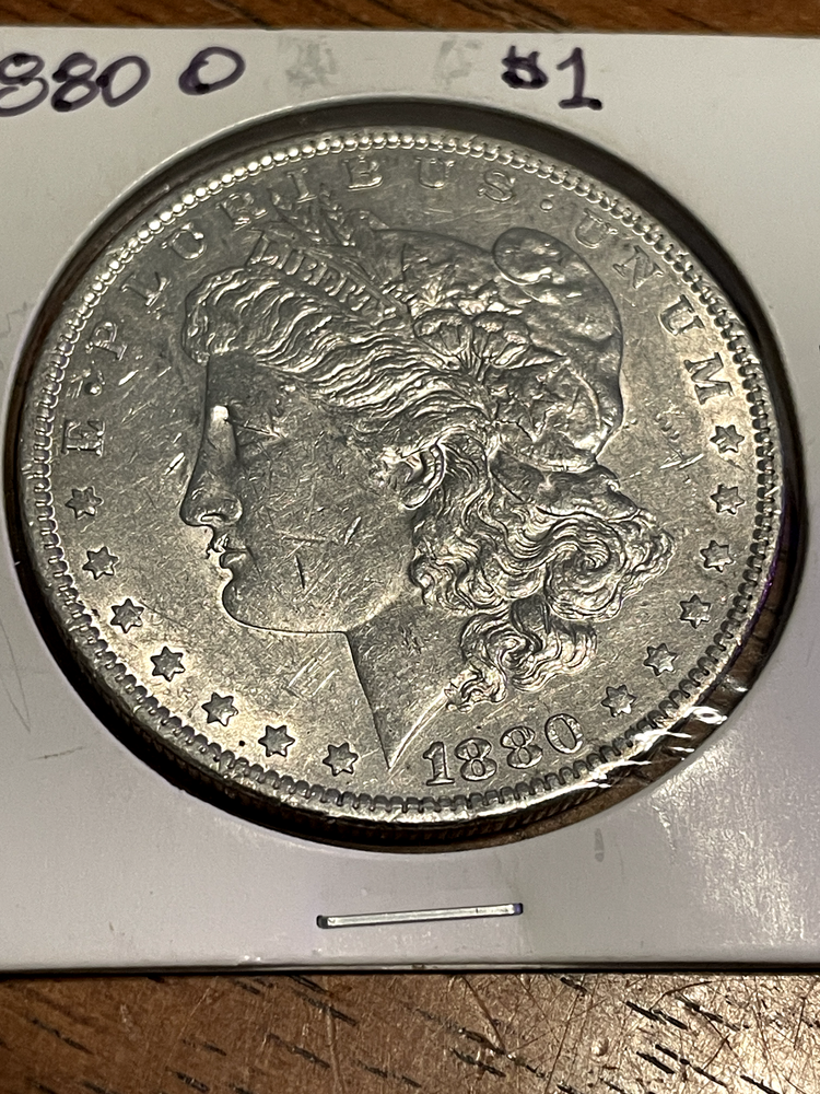 1880-o Morgan Silver Dollar. AU .