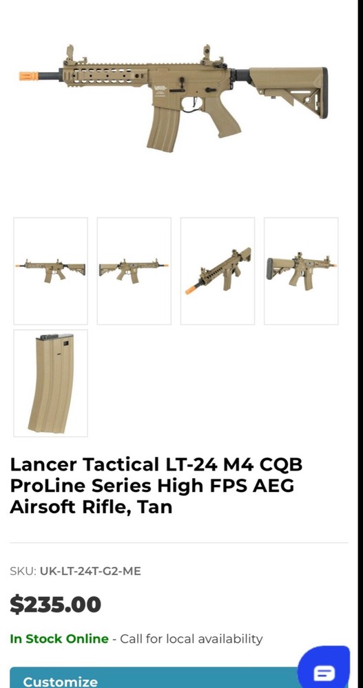 Airsoft gun Lancer full auto