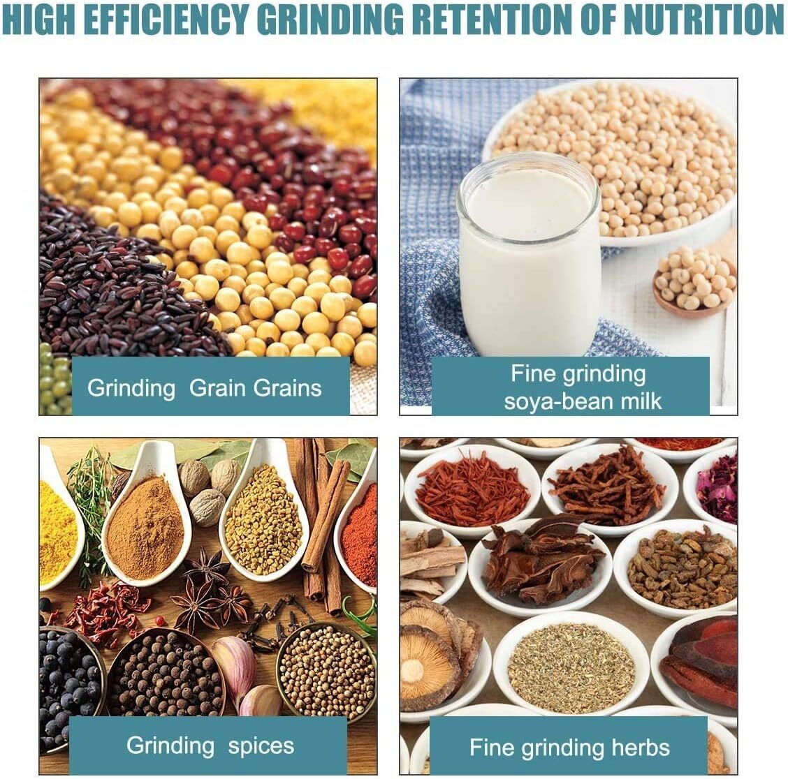 NAIZEA 3000W Electric Grain Mill Cereals Corn Grain Coffee Wheat Feed Machine