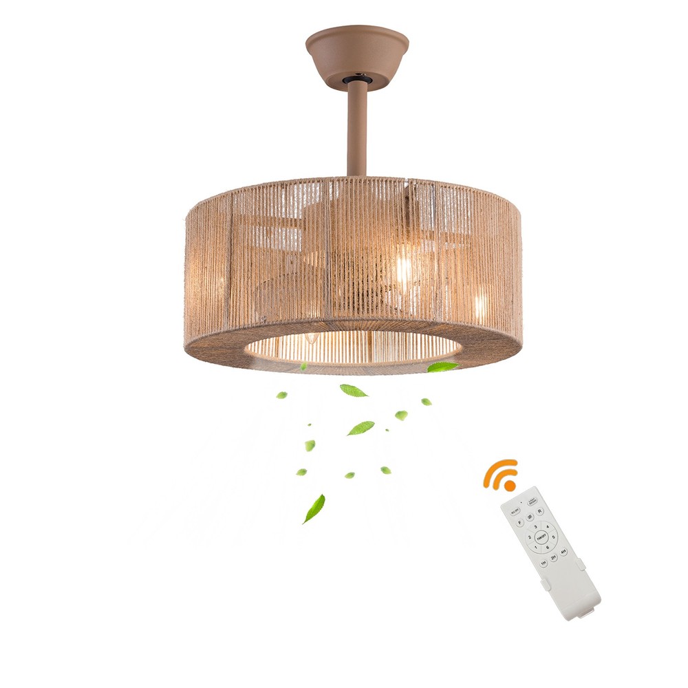18'' Caged Ceiling Fan Light with Remote Control Chandelier Flush Mount Light