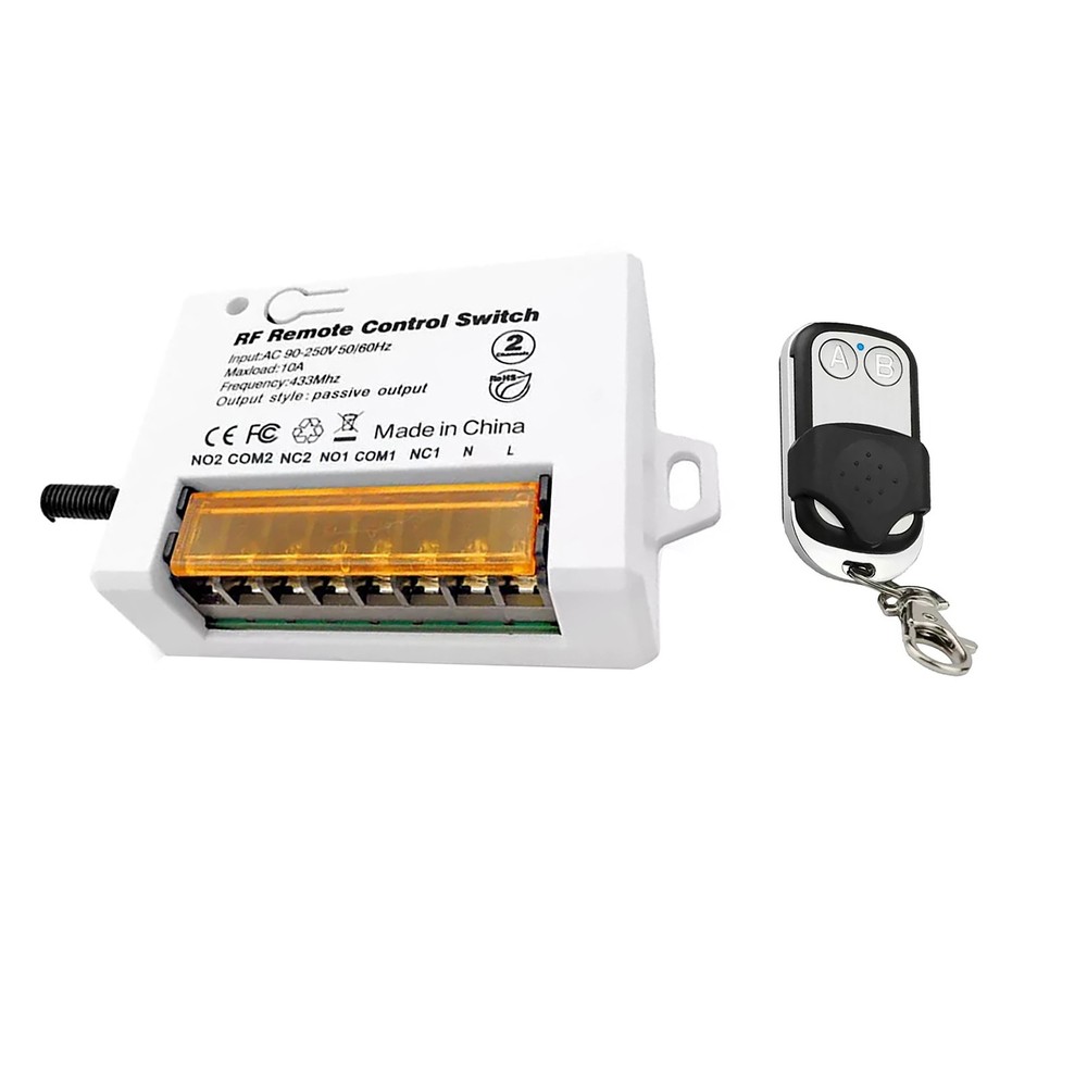 110V 220V 2Ch for Garage/Gate Relay Receiver Wireless Remote Control Switch aa