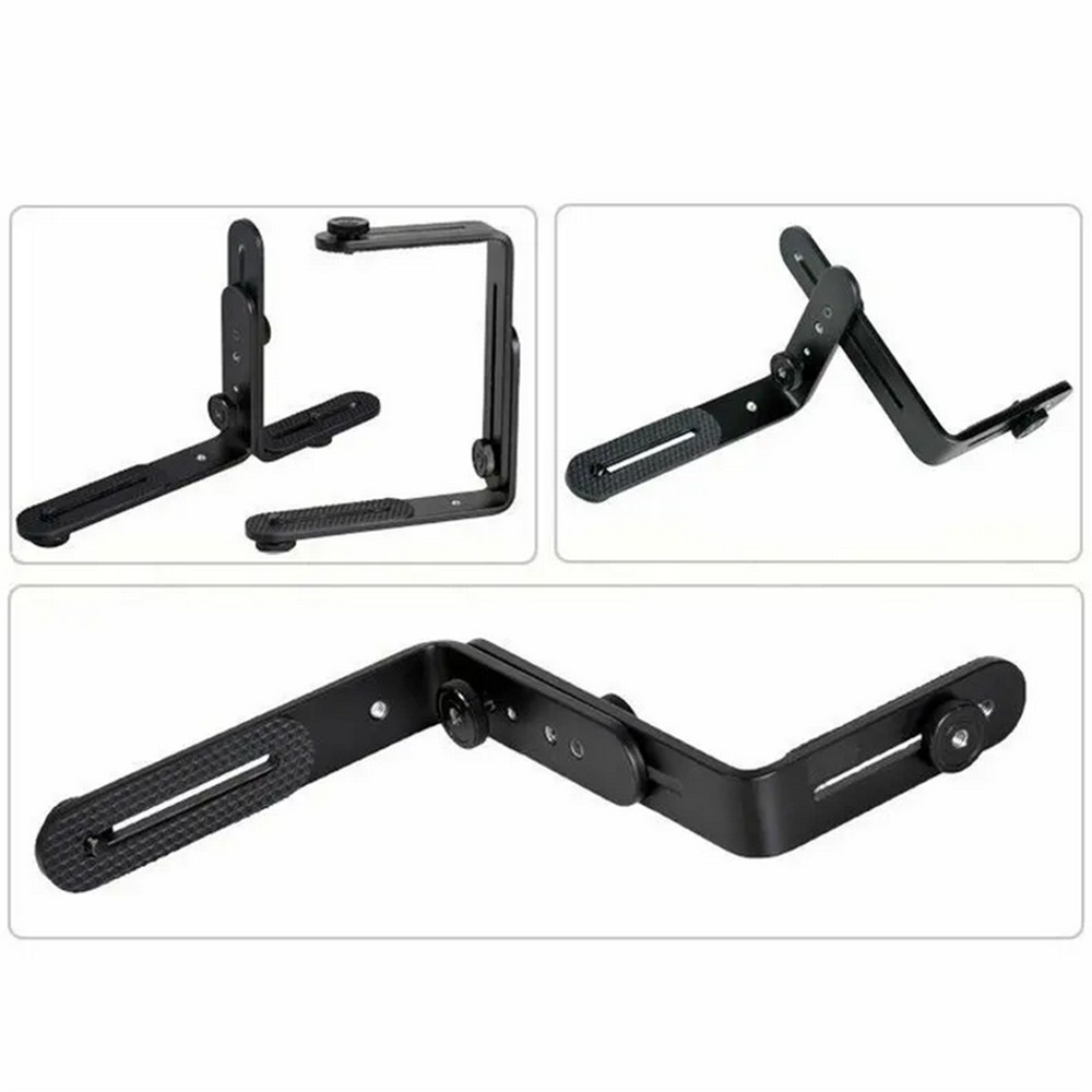 Aluminum L-Shape Flash Bracket Flashlight Camera Holder Mount For DSLR Camera