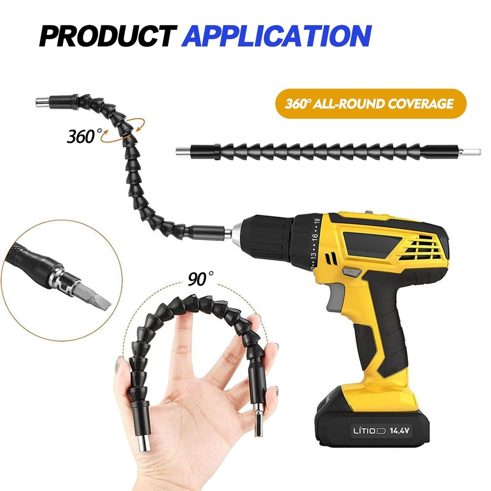 17Pcs Drill Bit Extension, Include 2Pcs 105°Right Angle Electric Drill Adap