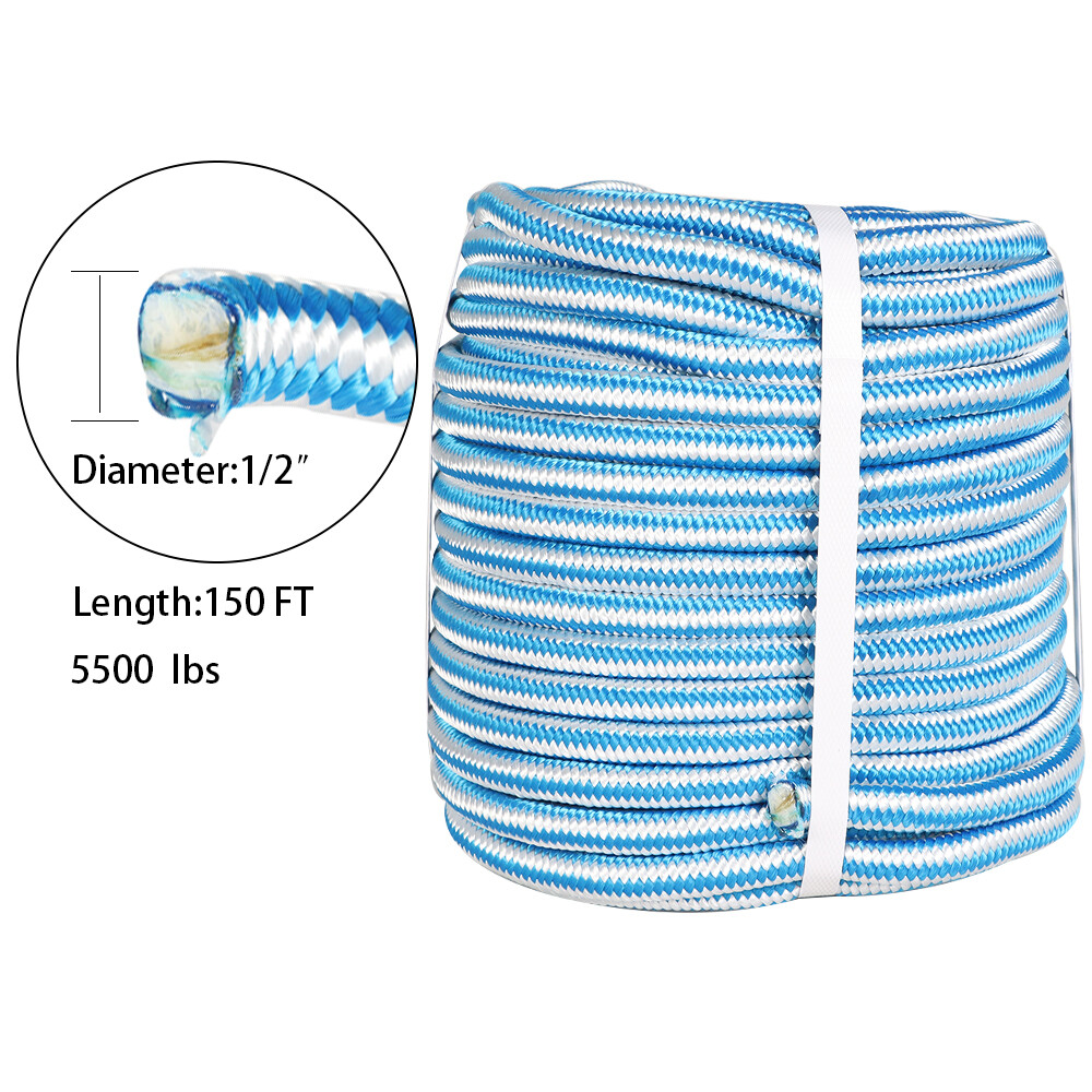 Braided Polyester Arborist Rigging Rope Garden (1/2" x 150') Strong Pulling