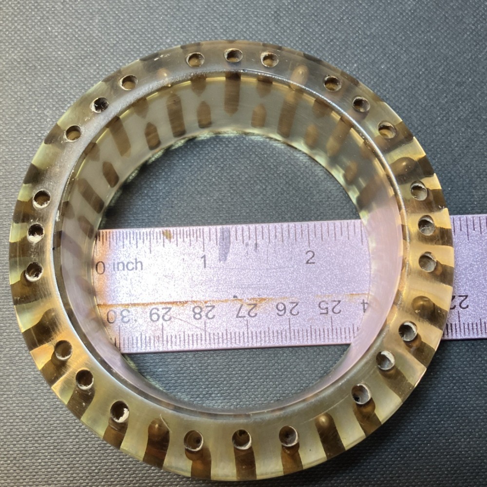 Lucite Clear Bangle Bracelet with Drilled Dot Pattern Translucent (heavy)