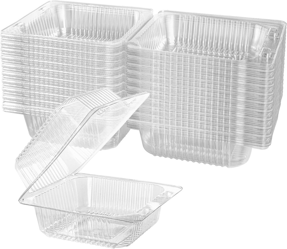250 Count Clear Plastic Hinged Take Out Containers Clamshell Takeout Tray Foo...
