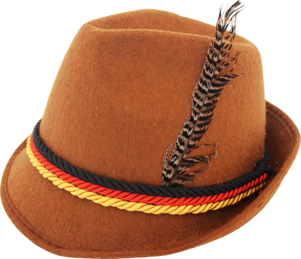 Adult Mens German Alpine Bavarian Oktoberfest Tyrolean Costume Hat with Feather