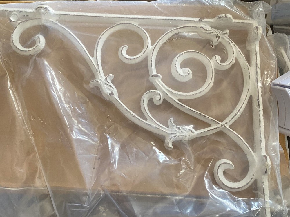 Iron White Brackets (2) Large- Heavy New In Box!