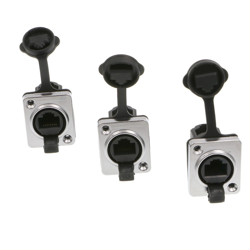 90 Degree RJ45 Interface Waterproof sockets Connector IP65 Ethernet Panel Mount